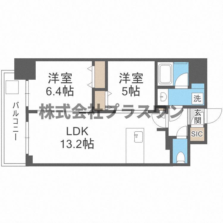 アーバネックス南新町(2LDK/4階)の間取り写真