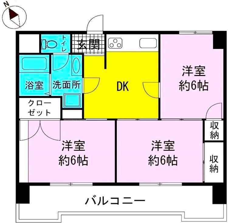 コーポ上原(3DK/3階)の間取り写真