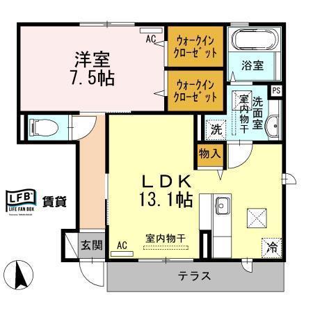 メルベーユ(1LDK/1階)の間取り写真