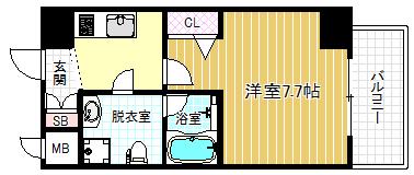 リップル南森町2(1K/1階)の間取り写真