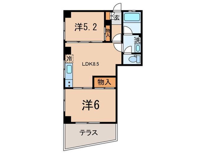グランメール(2LDK/1階)の間取り写真