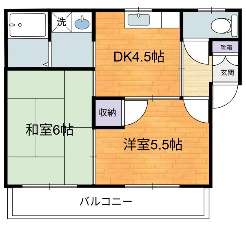指月ハイム(2DK/2階)の間取り写真