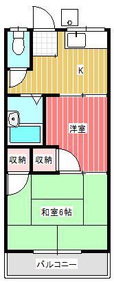 弥平荘(2K/1階)の間取り写真