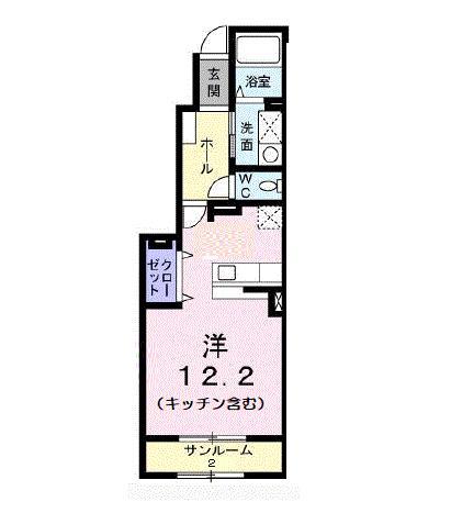 ヴァンクール(ワンルーム/1階)の間取り写真