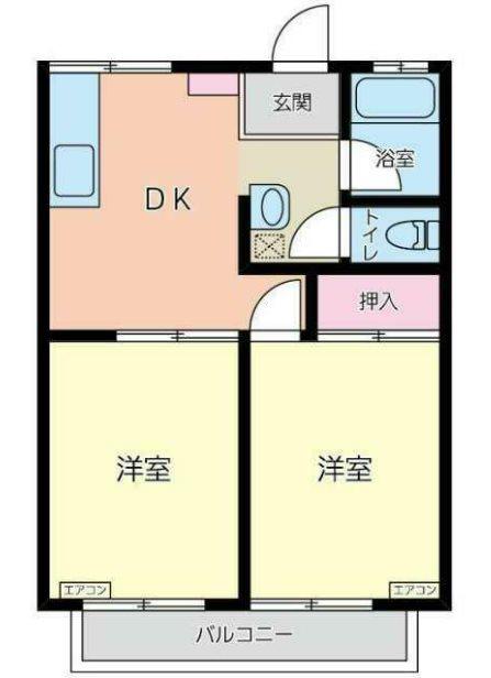 サンレイクヒル(2DK/2階)の間取り写真