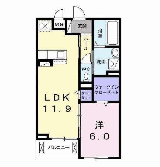 プレステージア木更津(1LDK/2階)の間取り写真