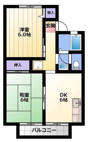 ハミングシマヅ(2DK/2階)の間取り写真