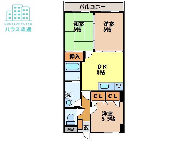 ヴューマンション松尾(3DK/3階)の間取り写真