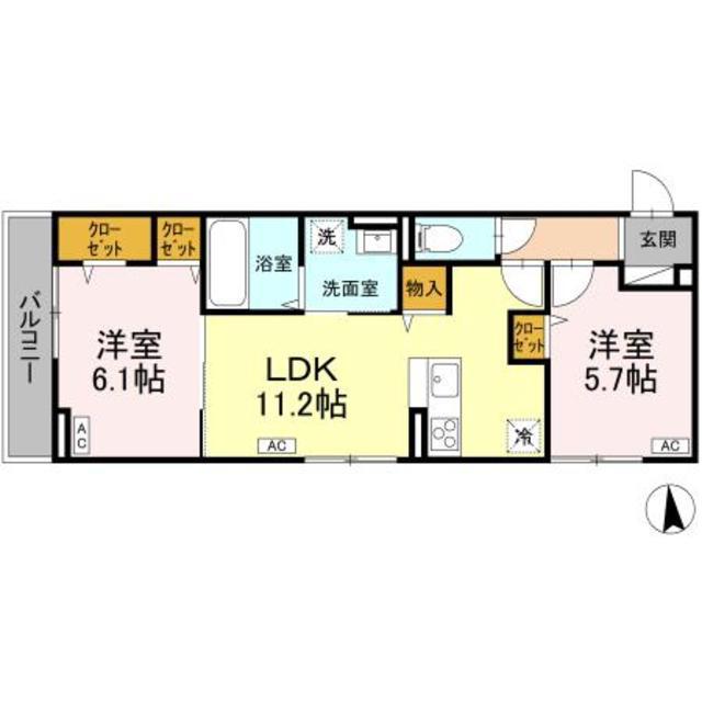 ティアラ(2LDK/2階)の間取り写真