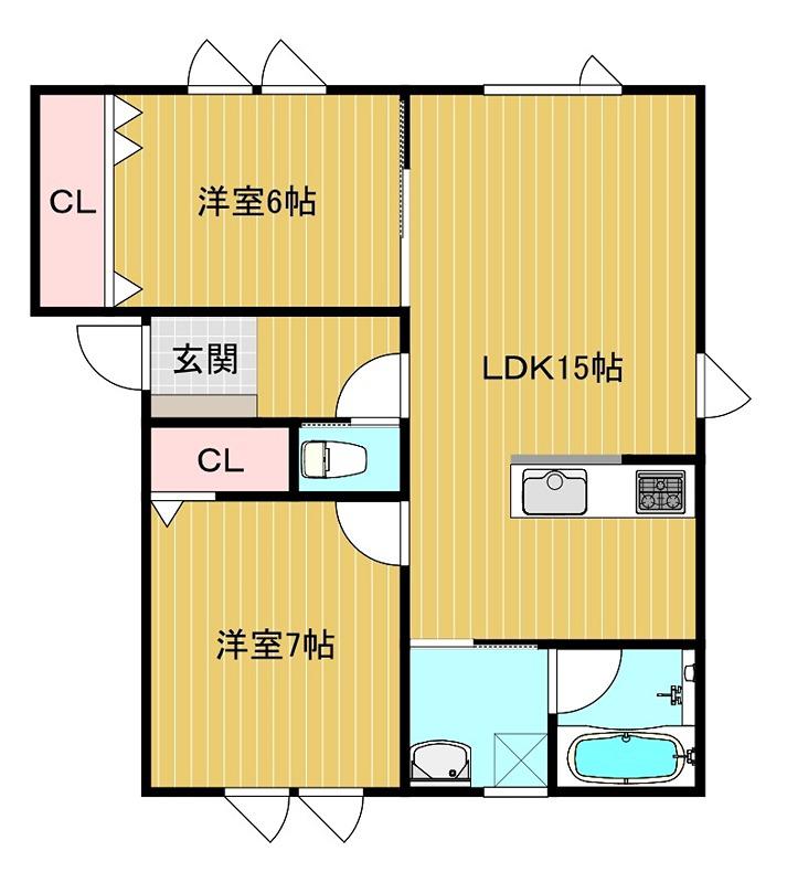 オニクス(2LDK/1階)の間取り写真