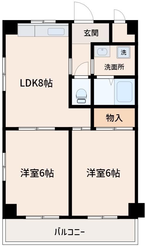 ウエストリバー(2LDK/6階)の間取り写真