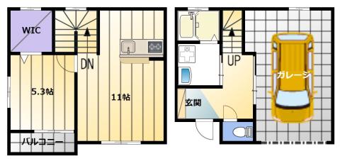 ガレッジ志都呂(1LDK/1階)の間取り写真