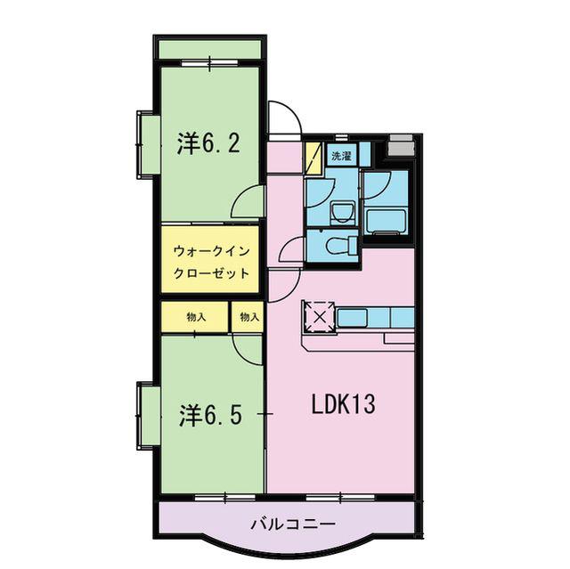 パーシモン(2LDK/3階)の間取り写真