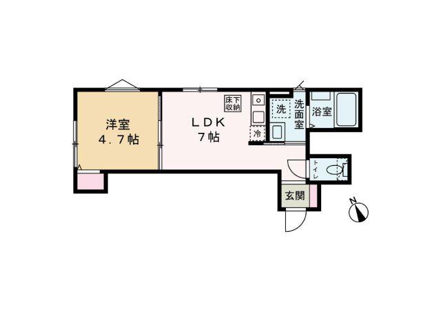 明和レジデンス(1DK/1階)の間取り写真