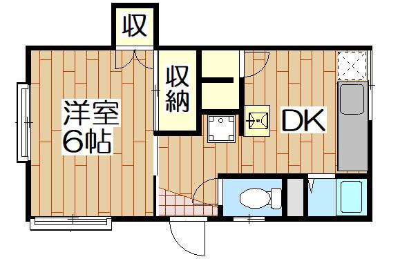 三愛ハイツ(1DK/1階)の間取り写真