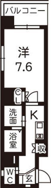 グランアズール浦上(1K/4階)の間取り写真