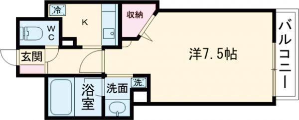 ルテラ段原(1K/8階)の間取り写真