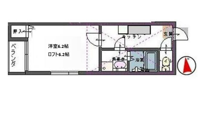 プルメリープル(1K/2階)の間取り写真