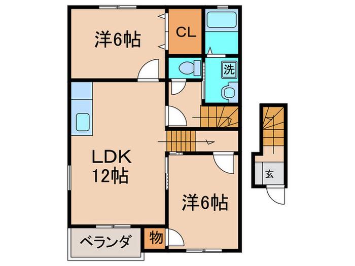 シャルマン浅川(2LDK/2階)の間取り写真