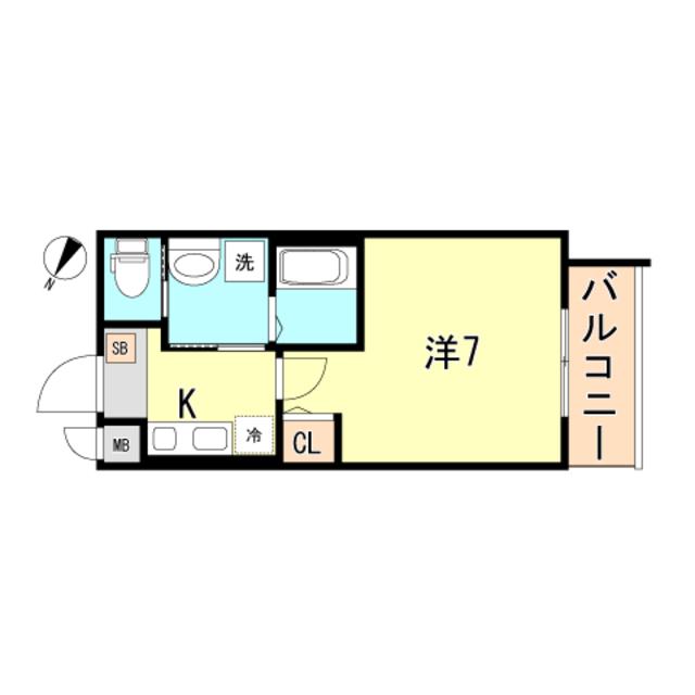 ワコーレヴィータ神戸下沢通PLUS(1K/2階)の間取り写真