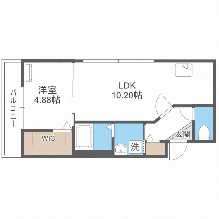サウススクエア(1LDK/4階)の間取り写真