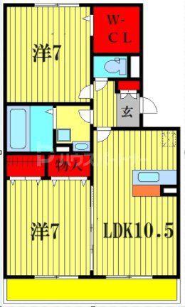 ハーモニアス瑞江 I棟(2LDK/1階)の間取り写真