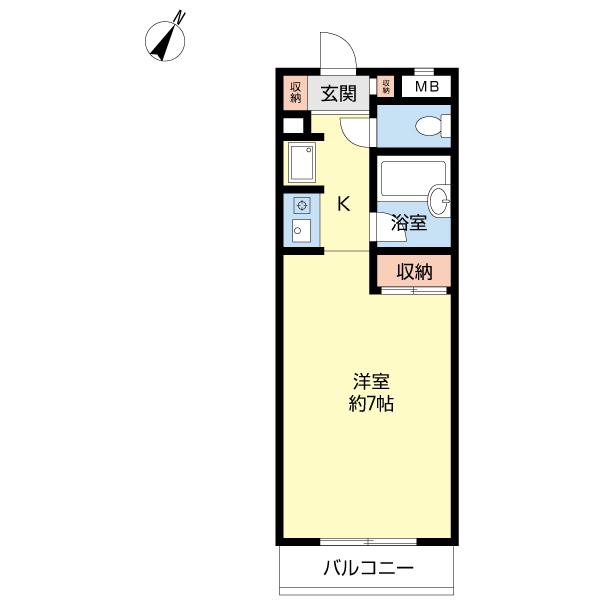 αNEXT若林(ワンルーム/1階)の間取り写真