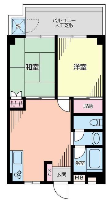 第三港南マンション(2K/2階)の間取り写真