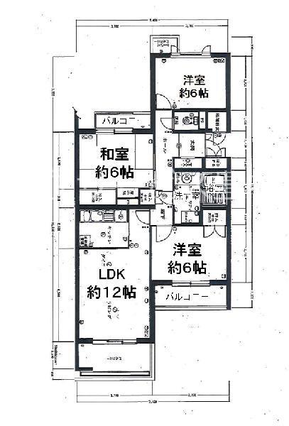 日興雲雀丘花屋敷ガーデンホームズ C棟(3LDK/2階)の間取り写真