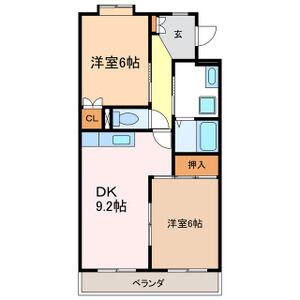 ブラウンハウス(2DK/2階)の間取り写真