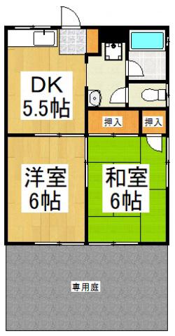 光ハイツ5(2DK/1階)の間取り写真