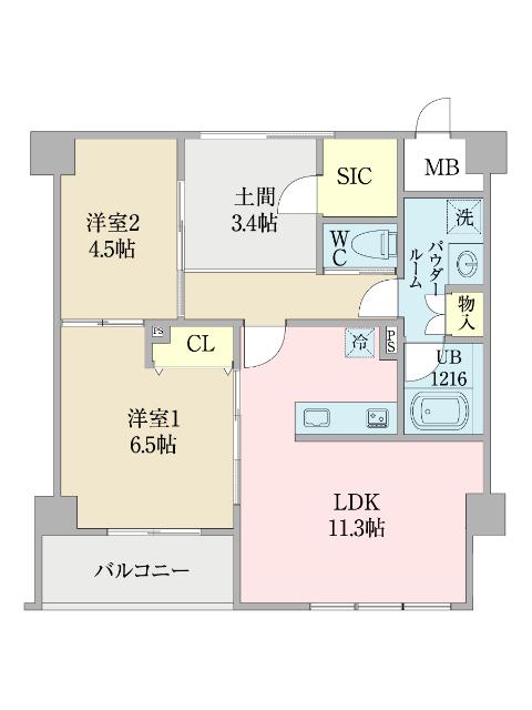 グランレジデンス大橋(2LDK/3階)の間取り写真