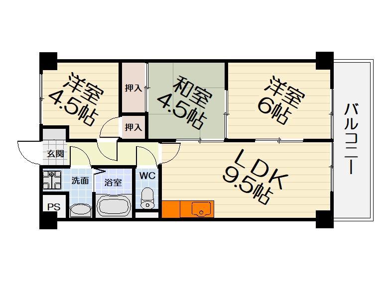 コレクション和泉府中(3LDK/1階)の間取り写真