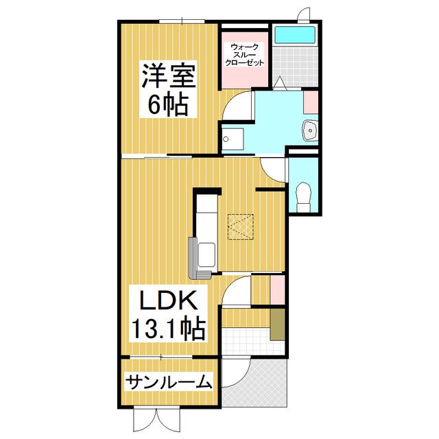 グランユウIII(1LDK/1階)の間取り写真