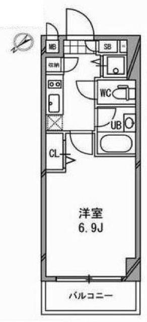 ドゥーエ浦安(1K/2階)の間取り写真