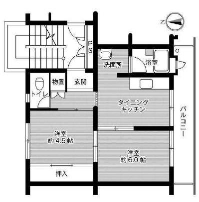 ビレッジハウス広江5号棟(2DK/2階)の間取り写真