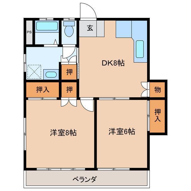 マンションみつき(2DK/2階)の間取り写真