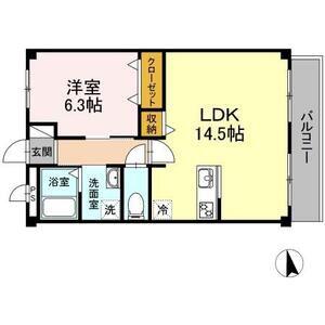 ラビアン・ローゼ(1LDK/2階)の間取り写真