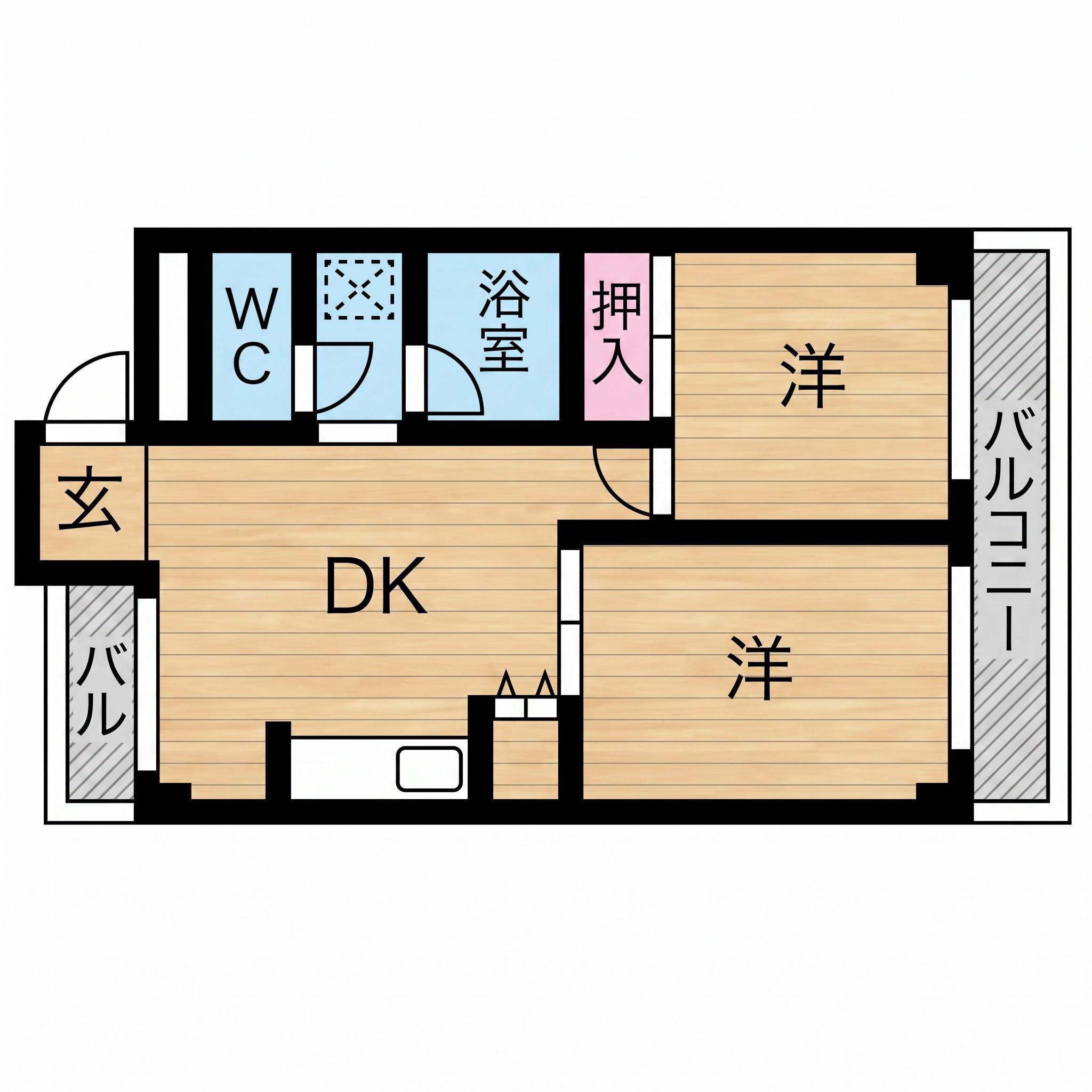 サンハイム星場(2DK/3階)の間取り写真