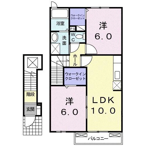 グリーンブリッサ(2LDK/2階)の間取り写真