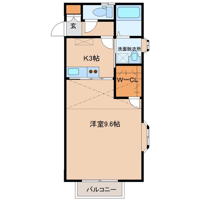 WISH原町ノース(1K/2階)の間取り写真
