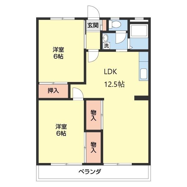 レジデンス粟(2LDK/4階)の間取り写真