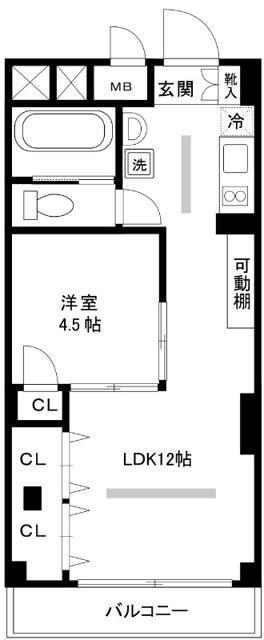 ワコー第2マンション(1LDK/3階)の間取り写真