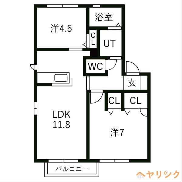 ファミール B棟(2LDK/2階)の間取り写真