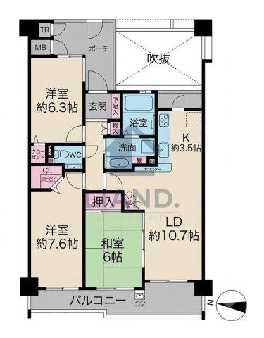 クレアホームズ赤坂けやきの杜(3LDK/4階)の間取り写真