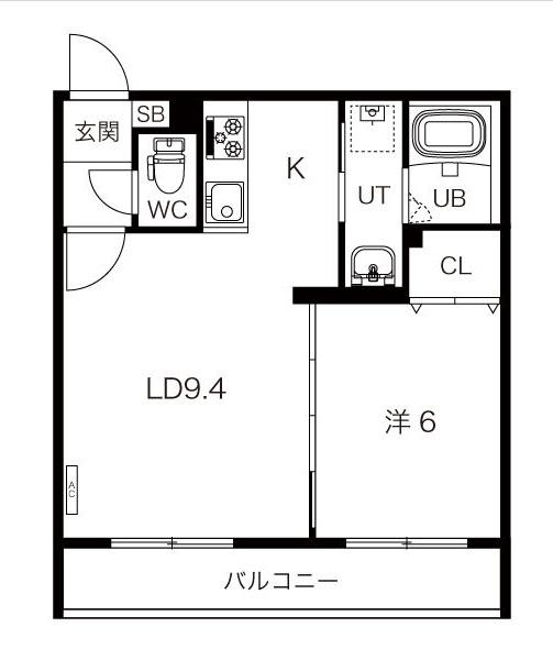 ロアジ栄通(1LDK/2階)の間取り写真