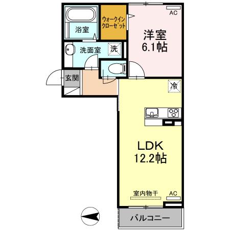 VIVACE(1LDK/3階)の間取り写真