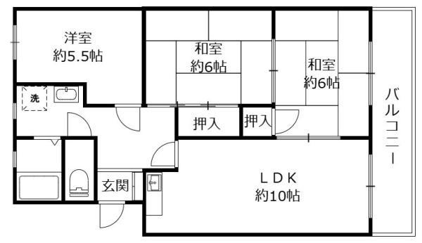 アパートメント311 野洲市野洲(3LDK/1階)の間取り写真