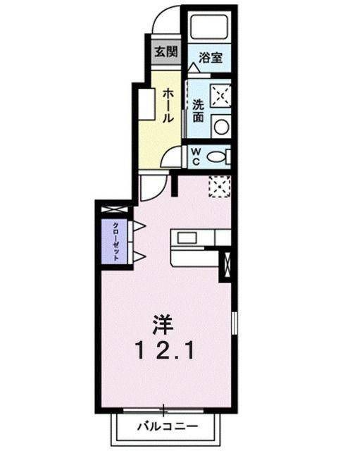リーヴI II(ワンルーム/1階)の間取り写真