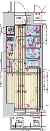 プレサンス天神橋筋六丁目ヴォワール(1K/10階)の間取り写真